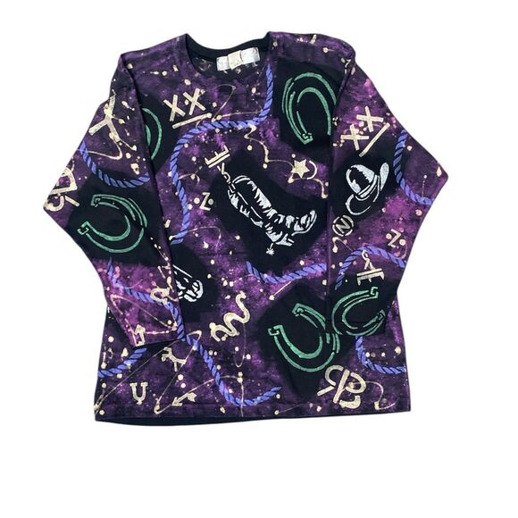 Vintage Western Colorful Graphic Top Horse Cowboy Made In USA Men/Unisex Large - Picture 1 of 14